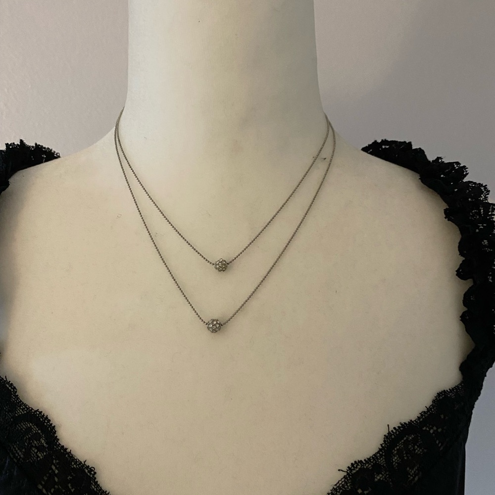 Chic Silver Double Layer Necklace - image 1